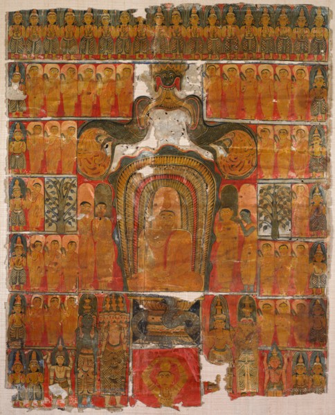 Blessed Lord Buddha, 1700s. Ceylon, Kandy, 18th century. Ink and color on paper; overall: 57.8 x 48