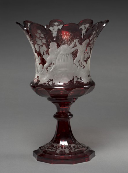 Ruby Vase, 1800s. Bohemia, 19th century. Glass; diameter: 27.2 cm (10 11/16 in.); overall: 40 x 17