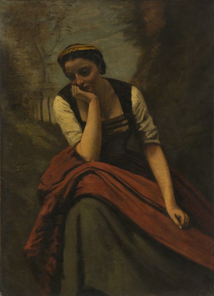 Woman Meditating, after 1868. Copy after Jean Baptiste Camille Corot (French, 1796-1875). Oil on