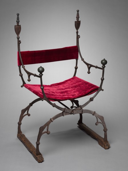 Curule (Folding) Chair, c. 1450-1500. Italy, Florence?, 15th century. Forged iron; overall: 106.7 x