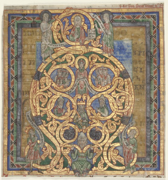 Cutting from an Antiphonary:  Initial A[spiciens a longe]: The Tree of Jesse, c. 1115-1125.