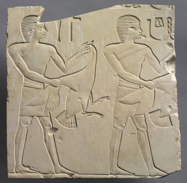 Prophet and Lector-Priest with Offerings of Live Geese, c. 667-647 BC. Egypt, Thebes, Late Period,