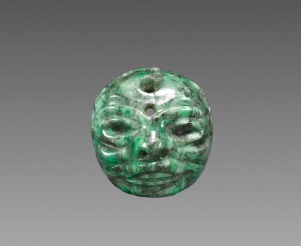 Mask Ornament, c. 900-400 BC. Mexico, Olmec, 1200-300 BC. Jade; overall: 2.4 x 2.3 cm (15/16 x 7/8