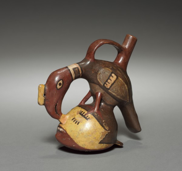 Vessel with Condor and Human Head, 400-1000. Peru, Tiwanaku style, 400-1000. Pottery; overall: 10.4