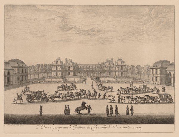Vue et perspective du Château de Versailles, de dedans l'anti-cour, 1664. Israël Silvestre (French,