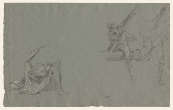 Drapery Study; Two Figures Pulling a Pole, 1785-86. John Singleton Copley (American, 1738-1815).