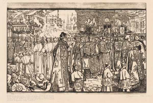 La Procession de la Fête-Dieu à Nantes, 1901. Auguste Louis Lepère (French, 1849-1918). Woodcut
