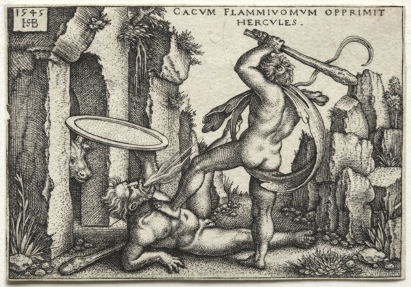 The Labors of Hercules:  Hercules Killing the Giant Cacus, 1545. Hans Sebald Beham (German,