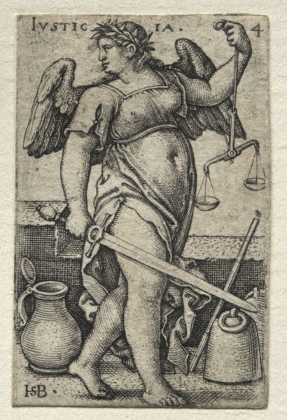 The Knowledge of God and the Seven Cardinal Virtues:  Justice - Justicia. Hans Sebald Beham