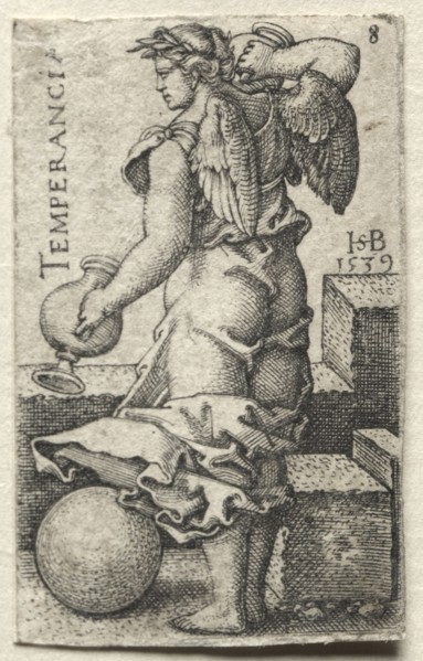 The Knowledge of God and the Seven Cardinal Virtues:  Temperance - Temperancia. Hans Sebald Beham