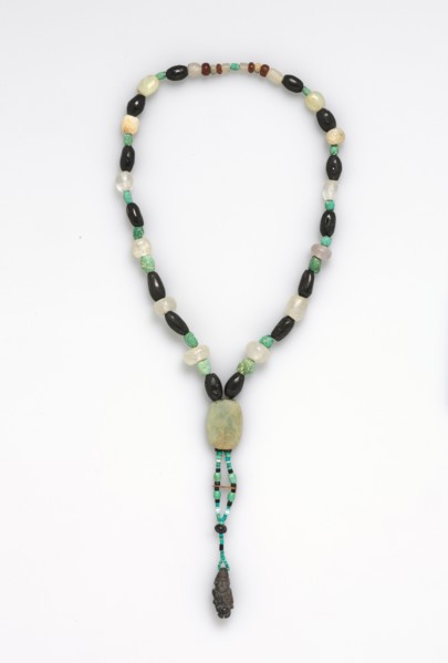 Necklace, before 1532. Peru. Polished stone beads; overall: 85.1 cm (33 1/2 in.); pendant: 3.6 cm