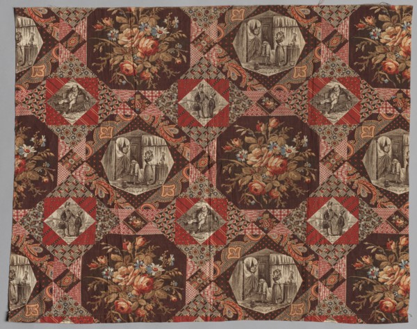 Roller Printed Cotton Textile, 19th century. America, 19th century. Plain cloth, roller printed: