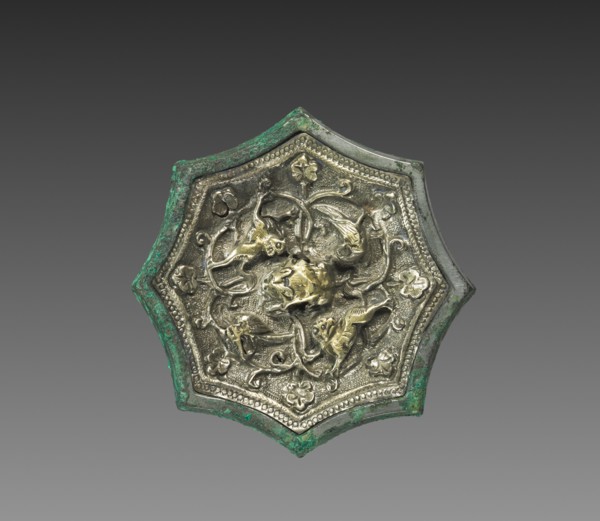 Mirror with Animals and Birds, early 700s. China, Tang dynasty (618-907). Bronze inset with