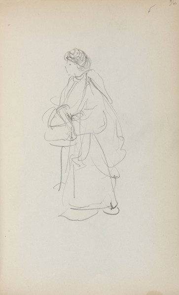 Italian Sketchbook: Standing Woman Holding a Satchel (page 56), 1898-1899. Maurice Prendergast