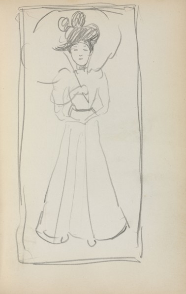 Italian Sketchbook: Standing woman with parasol (page 233), 1898-1899. Maurice Prendergast