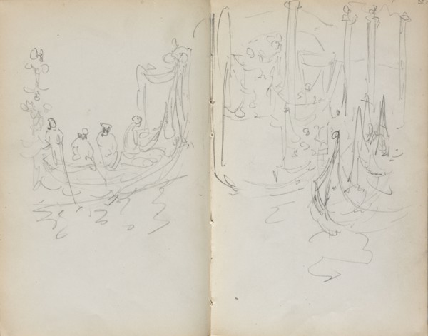 Italian Sketchbook: Venetian Harbor View (page 31 & 32), 1898-1899. Maurice Prendergast (American,
