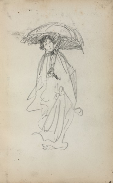 Italian Sketchbook: Standing Woman with Parasol (page 259), 1898-1899. Maurice Prendergast
