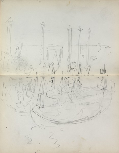 Italian Sketchbook: Venetian Harbor View (page 37 & 38), 1898-1899. Maurice Prendergast (American,