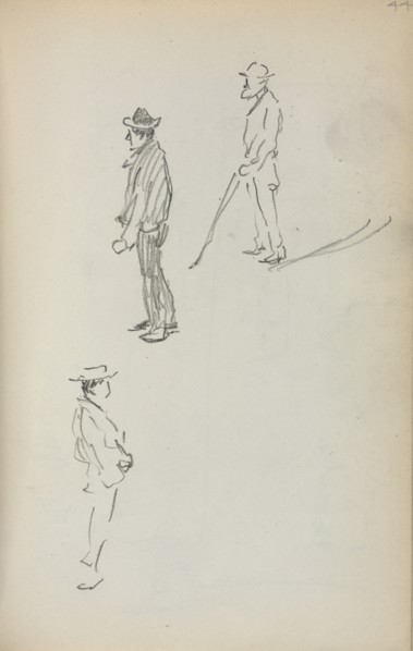 Italian Sketchbook: Three Standing Men (page 44), 1898-1899. Maurice Prendergast (American,