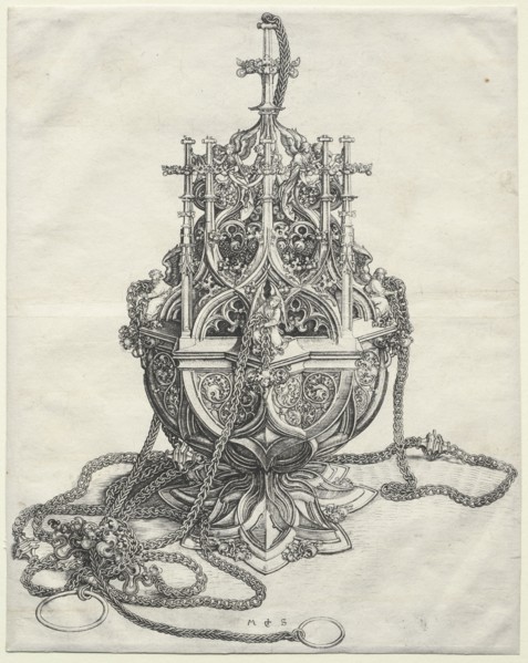 A Censer, c. 1480-1490. Martin Schongauer (German, c.1450-1491). Engraving; sheet: 26.3 x 21 cm (10