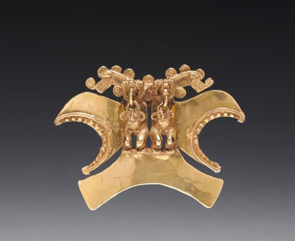 Double Bird-Headed Figure Pendant, c. 1000-1500. Costa Rica, Diquís region, 11th-16th century. Cast