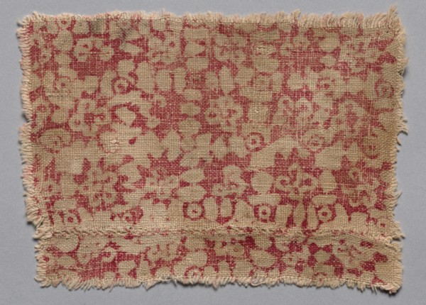 Fragment, 1100s - 1300s. India, 12th-14th century. Woodblock print on cotton; overall: 19.1 x 13.7