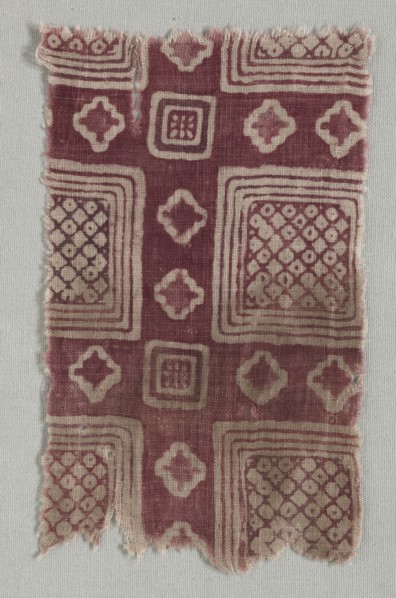 Fragment, 1400s (?). India, 15th century (?). Stamped resist, applied mordant, dyed; cotton;
