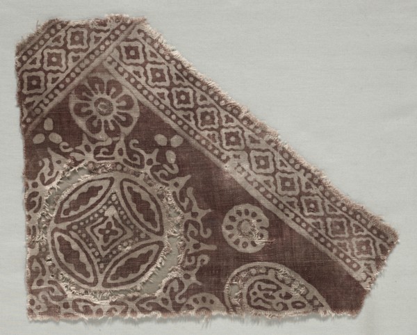 Fragment, 1300s. India, 14th century. Drawn resist, painted mordant, dyed; cotton; overall: 32.7 x