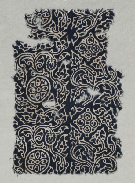 Fragment, 1400s (?). India, 15th century (?). Stamped resist, dyed; cotton; overall: 24.8 x 16.5 cm