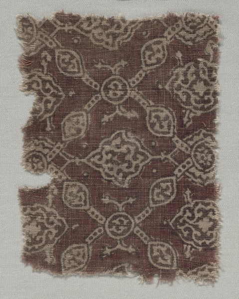 Fragment, 1400s (?). India, 15th century (?). Stamped and painted (?) mordants, dyed; cotton;