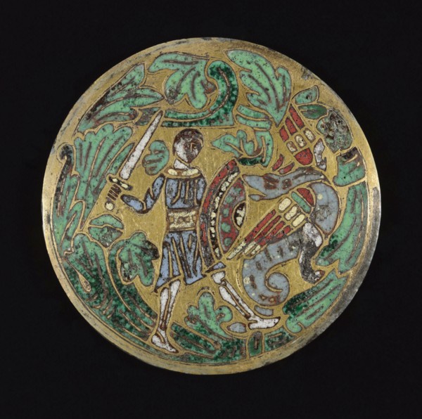 Warrior Fighting a Dragon, c. 1170-1180. Anglo-Norman, England or France, Romanesque period, 12th