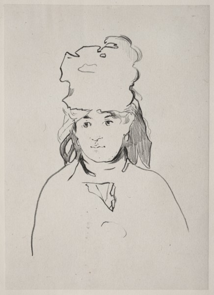 Berthe Morisot, 1872. Edouard Manet (French, 1832-1883). Lithograph