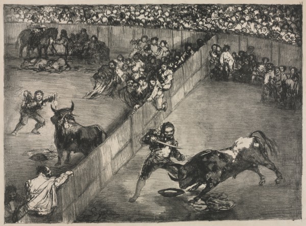 The Bulls of Bordeaux:  Bullfight in a Divided Ring, 1825. Francisco de Goya (Spanish, 1746-1828).
