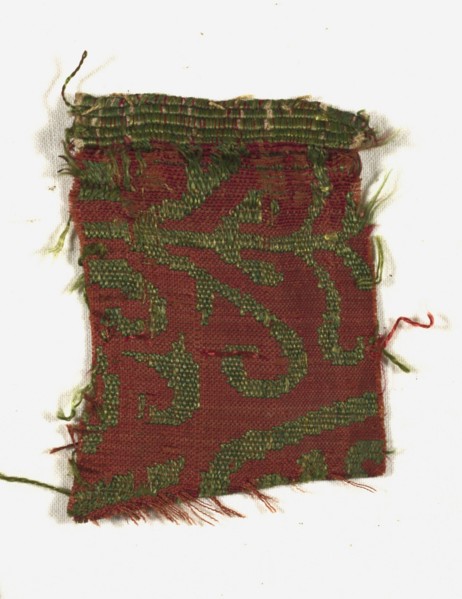 Silk Fragment, 13th century. Spain, Islamic period or Mudejar, 13th century. Lampas weave,