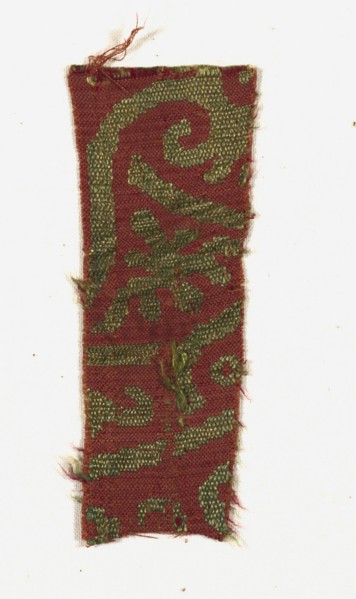 Silk Fragment, 13th century. Spain, Islamic period or Mudejar, 13th century. Lampas weave,