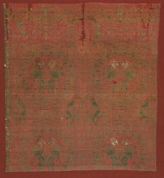 Silk Fragments, 13th century. Spain, Islamic period or Mudejar, 13th century. Lampas weave,