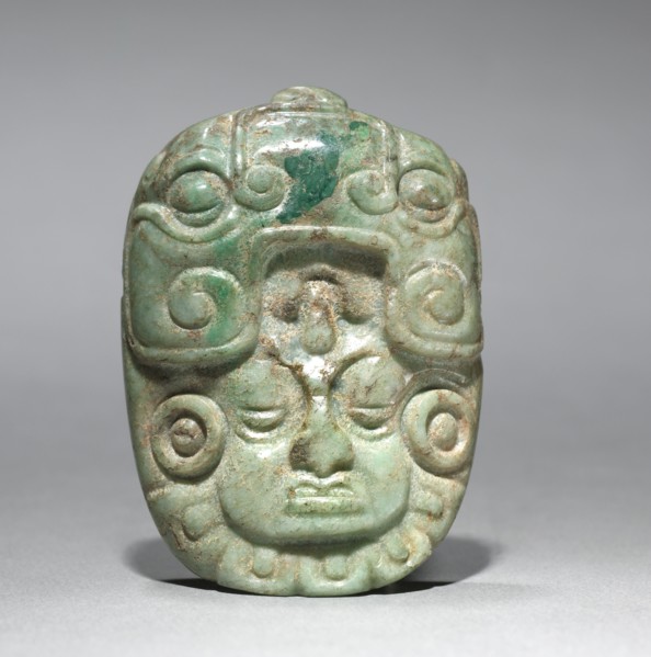 Ornament, 250-900. Mexico or Central America, Maya style (250-900). Greenstone; overall: 6.4 x 4.6