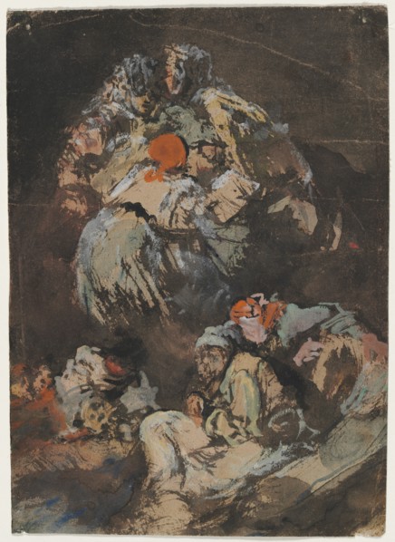 Figures, 1850-1860. Eugenio Lucas Velázquez (Spanish, 1817-1870). Watercolor; sheet: 21.7 x 15.6 cm