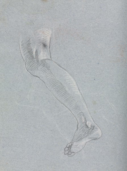 Verona Sketchbook: Left leg (page 28), 1760. Francesco Lorenzi (Italian, 1723-1787). Black chalk