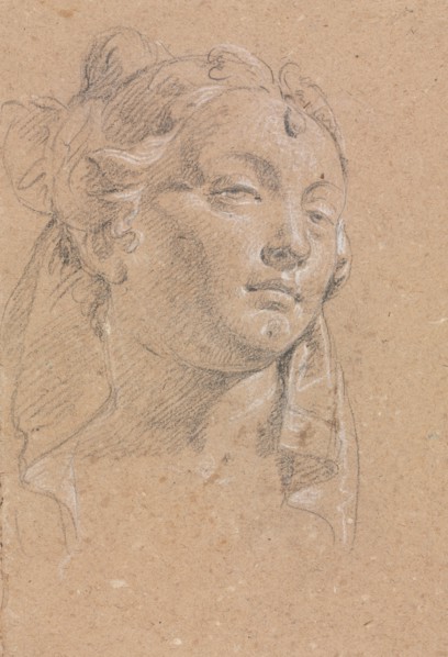 Verona Sketchbook: Head of a woman (page 58), 1760. Francesco Lorenzi (Italian, 1723-1787). Black