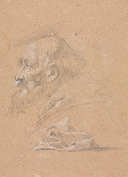 Verona Sketchbook: Monk in profile with drapery (page 87), 1760. Francesco Lorenzi (Italian,