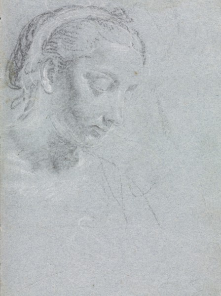 Verona Sketchbook: Head and shoulders of a woman (page 61), 1760. Francesco Lorenzi (Italian,