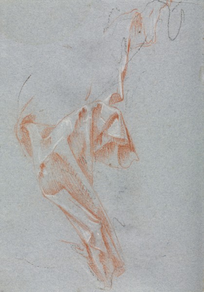 Verona Sketchbook: Drapery study (page 38), 1760. Francesco Lorenzi (Italian, 1723-1787). Red chalk