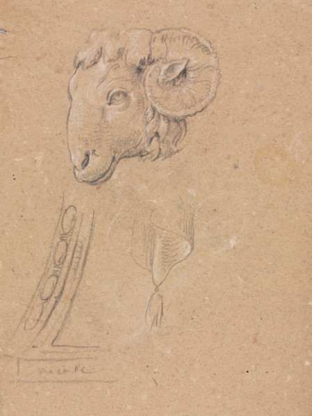 Verona Sketchbook: Ram's head (page12), 1760. Francesco Lorenzi (Italian, 1723-1787). Black chalk
