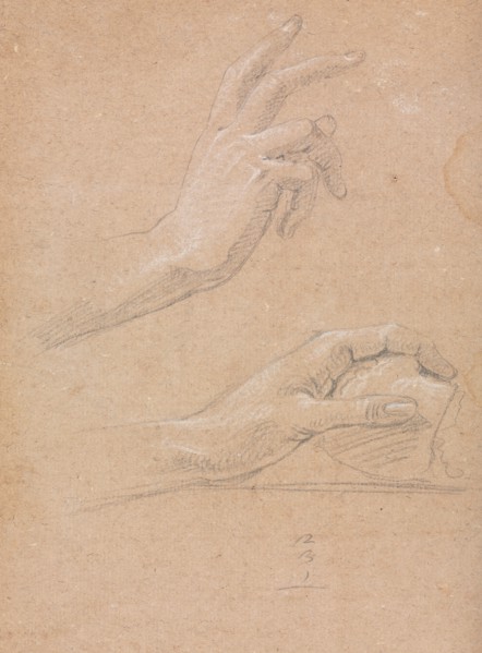 Verona Sketchbook: Hands (page 92), 1760. Francesco Lorenzi (Italian, 1723-1787). Black chalk with