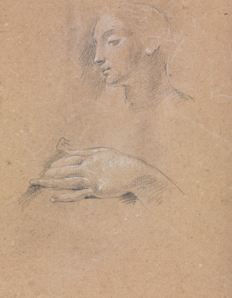 Verona Sketchbook: Female head and left hand (page 42), 1760. Francesco Lorenzi (Italian,