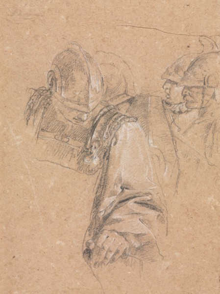 Verona Sketchbook: Soldiers (page 73), 1760. Francesco Lorenzi (Italian, 1723-1787). Black chalk