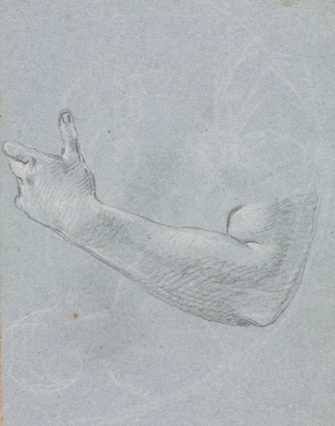 Verona Sketchbook: Left arm and hand (page 47), 1760. Francesco Lorenzi (Italian, 1723-1787). Black