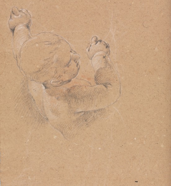 Verona Sketchbook: Putto (page 22), 1760. Francesco Lorenzi (Italian, 1723-1787). Black chalk with