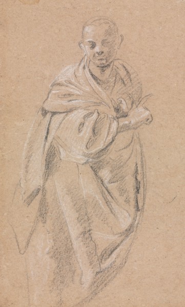 Verona Sketchbook: Standing monk (page 52), 1760. Francesco Lorenzi (Italian, 1723-1787). Black